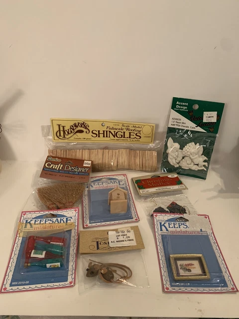 Lot Dollhouse Miniature #7005 SHINGLES 1/12 Scale,Bird Houses,Mice,Bottles,Decor