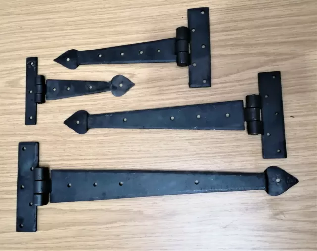 Hand Forged Tee Hinge Strap Hinge Beeswax Arrow End 6" 9" 12" 15" 18" 24" Pairs