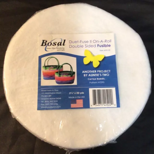 Bosal Duet-Fuse II Double Sided Fusible Batting 2 1/4" x 20 yds NEW