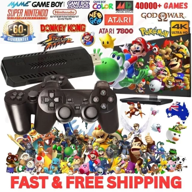 40000+ 4K HDMI Pre-Loaded Retro Game Stick Console 2X Wireless Controller Video