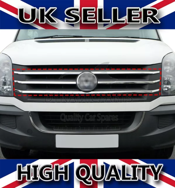 Chrome Front Grill Cover Stainless Steel Trim For Vw Volkswagen Crafter 2012-17