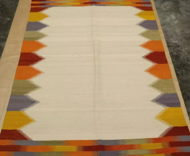 Multicolor Hand Woven Traditional 5x8 Ikat Large Afghan Kilim Rug Carpet 5'x8'