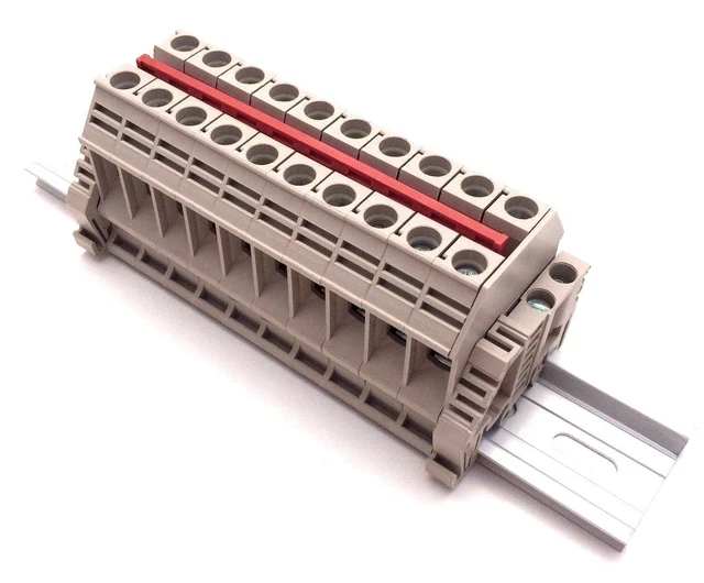 Kit Morsetti DIN KN-T10 &ndash; 12 Poli 30A 600V Per Guida Binario