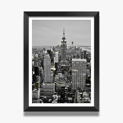 A3-Nero & Bianco New York City veduta aerea incorniciato stampa 42X29.7cm #44290 