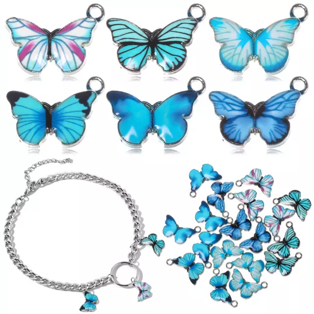 Schmuck von Hand Anhänger von Tieren Blaue Emaille Schmetterling Charme