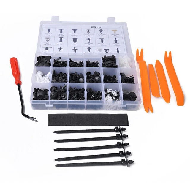 435Pcs Car Door Panel Retainer Push Pin Trim Rivet Screw Clip Fastener with Tool