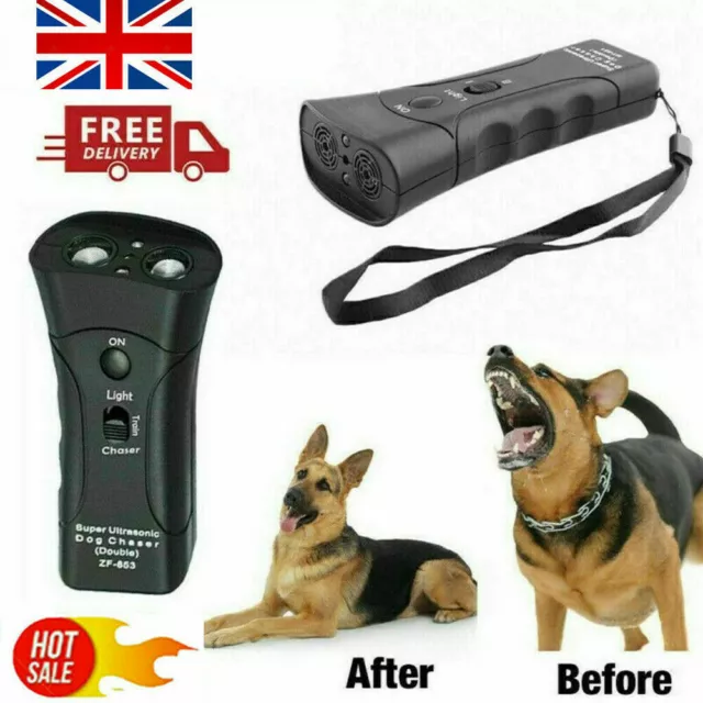 Pet Dog Gentle Ultrasonic Anti Barking Pets Repeller Trainer Device LED Light UK