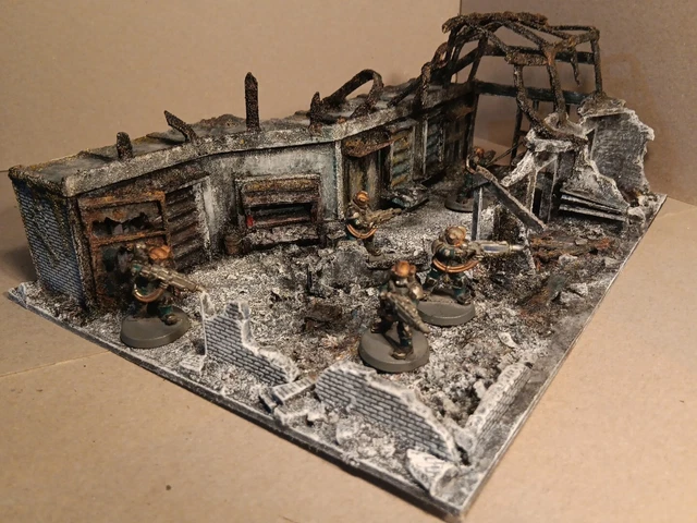 WARGAMES TERRAIN SCENERY Destroyed Shops Warhammer WW2 40K Bolt Action ...