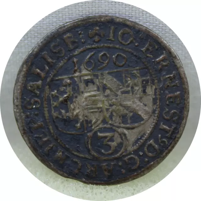 Bishopric of Salzburg (Austrian States) 1690 3 Kreuzers  Johann Ernst von Thun