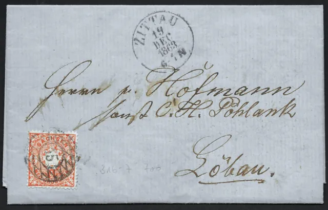 Sachsen 1863 _ Brief Zittau - Löbau mit 1/2 Ngr. (MiNr. 15) _ vollst.Faltbrief