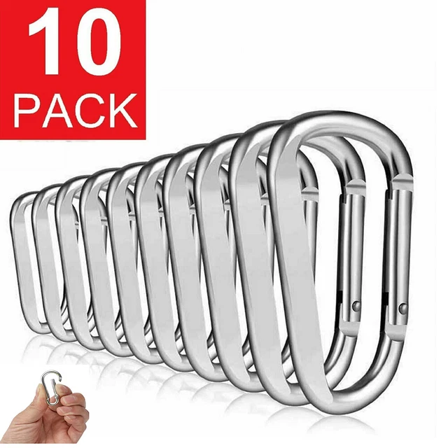 10pcs/Set Aluminum Carabiner D Shape Spring Clip Snap Key Hook Keychain Buckle