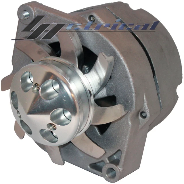 LActrical LA7127-9HOCHB140A Chrome Billet Alternator – 140 Amp High Output, 12 O'Clock Position, Fits Chevy Hot Rod