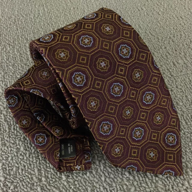 Jos A Bank Signature All Silk Neck Tie Brown Blue 3" x 59"