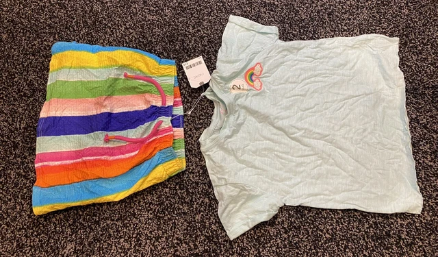 BNWT Girls Summer Very Cute Next Rainbow Skirt & Tshirt Set Age 4 years