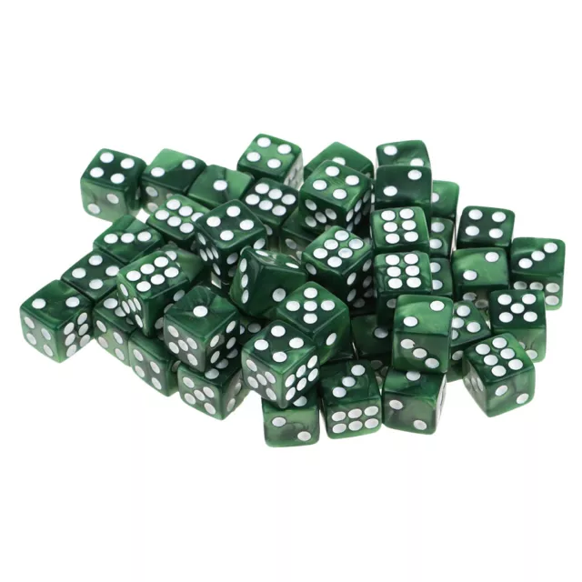 Pack of 50 Acrylic Dices D6 Six Sided Dice Party Game Casino Supplies Green 2