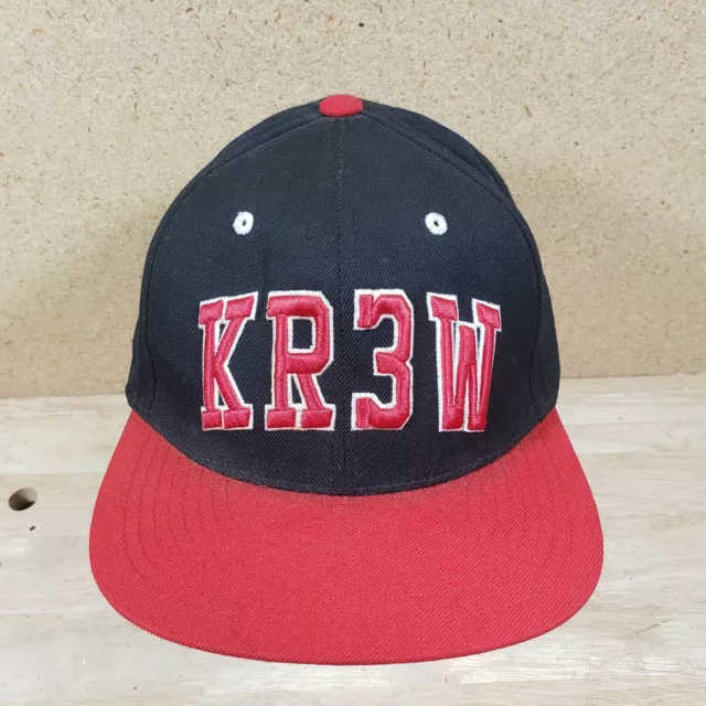 Kr3w Krew Black Red Spellout Logo Snapback Cap Hat Starter Brand Skateboarding