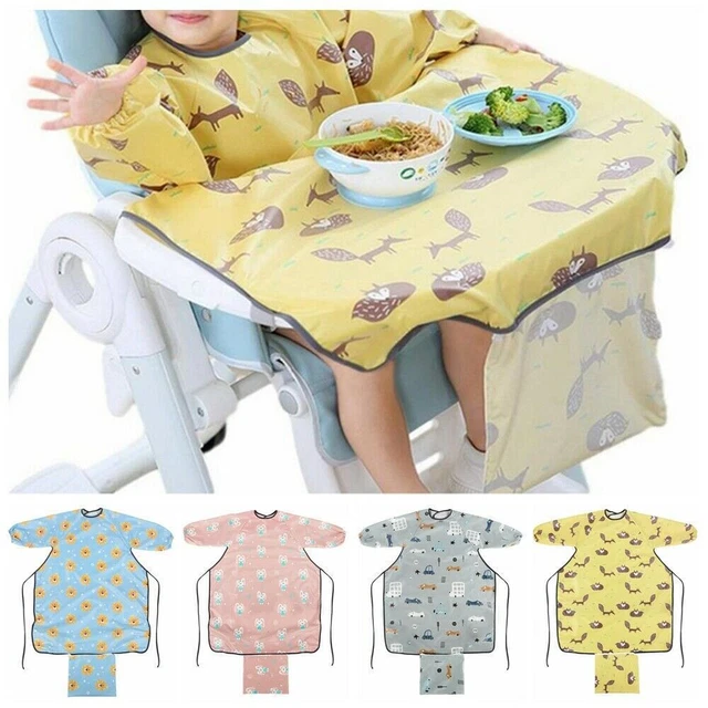 Wipe Clean Waterproof Baby Toddler Baby Bibs Long Sleeves Feeding Bibs