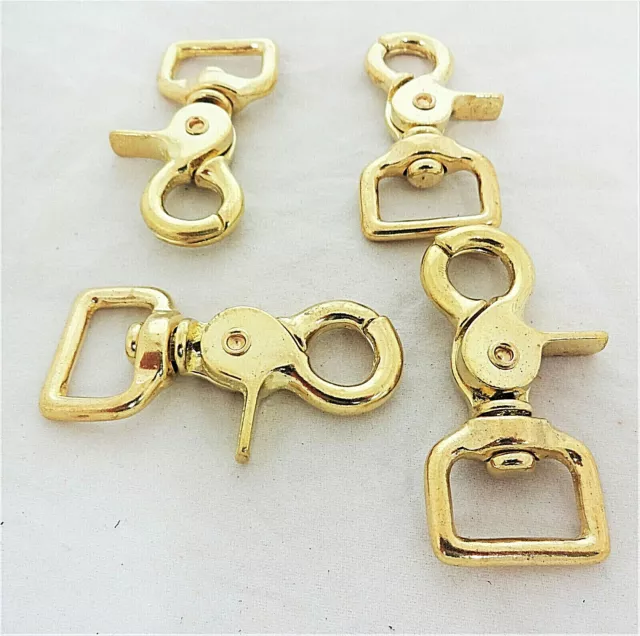 Solid Brass Trigger Scissor Snaps Square Ends Swivel Horse Tack Lot of 4 Rein NW