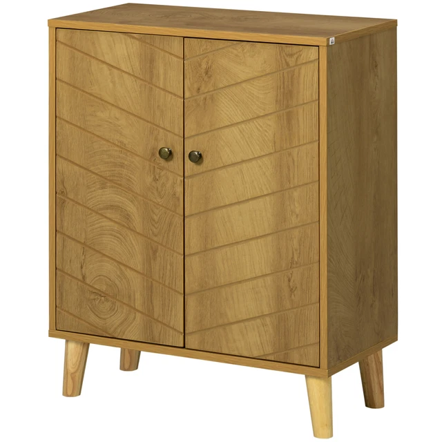 HOMCOM Mobile multiuso in truciolato con Due Ripiani interni, Color legno