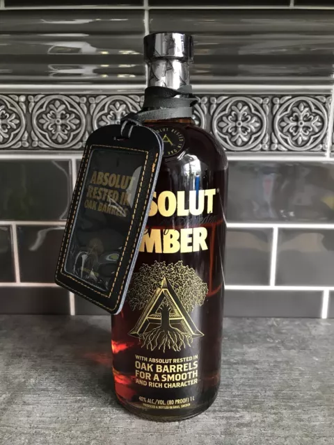 Absolut Vodka Amber + Rare Leather Tag * New & Sealed *