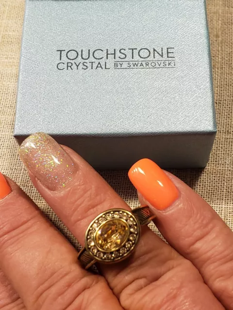 touchstone By swarovski ring size 7.5 Retired Peachy Pink Crystal size 8