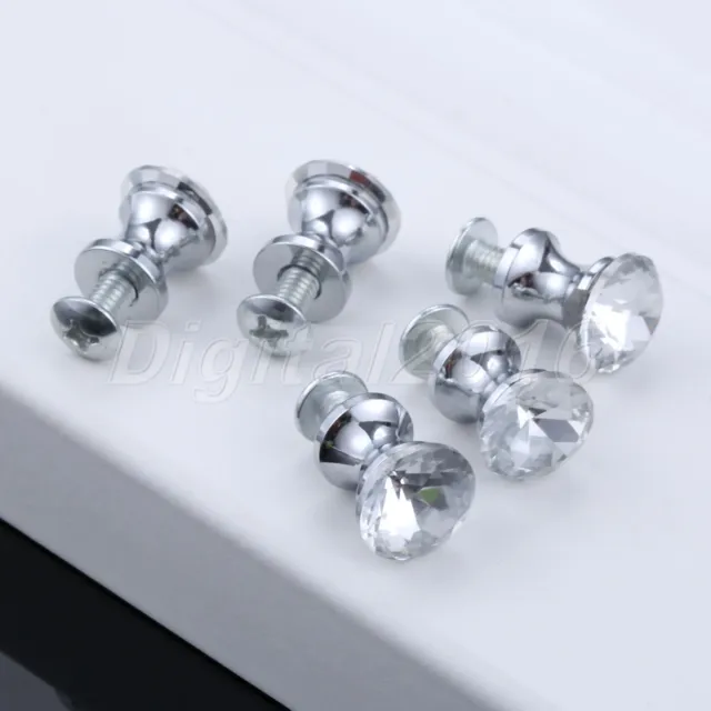 Clear Diamond Shape Drawer Cabinet Crystal Glass Handles Door Pull Knobs 5Pcs