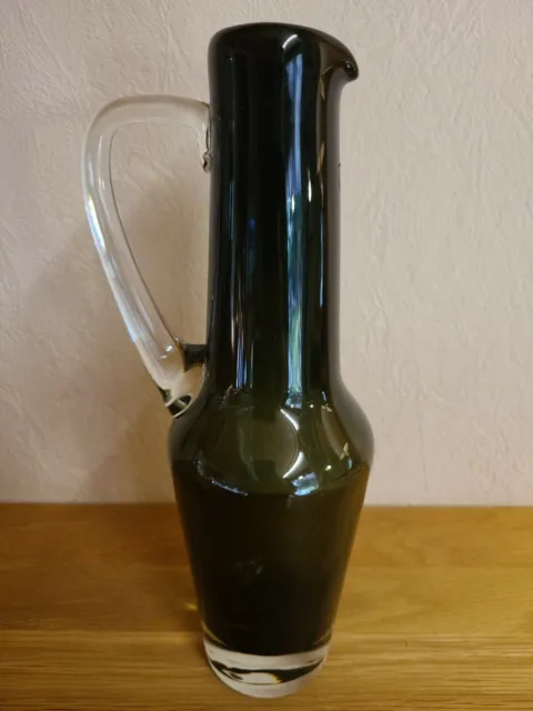 Gral Glas Glasvase Henkelkrug Konrad Habermeier"C122" von 1959 Glashütte Dürnau