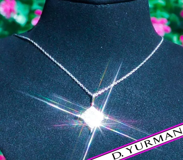 DAVID YURMAN Diamond Necklace 18K Gold INVISIBLE Set Diamond Pendant ESTATE |NR