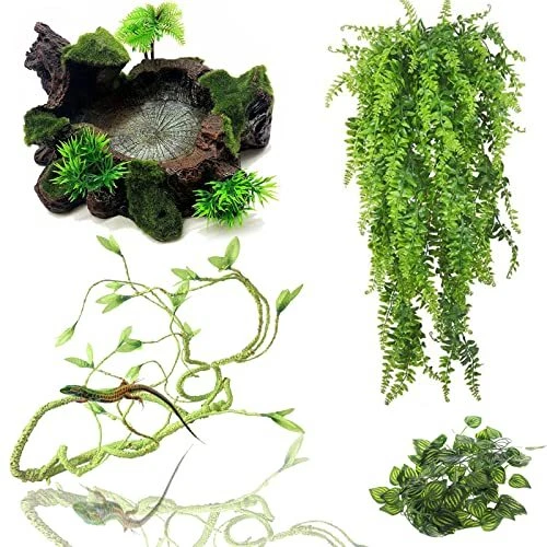 Grddaef Bearded Dragon Tank Accessories Reptile Climbing Jungle Vines Artific...