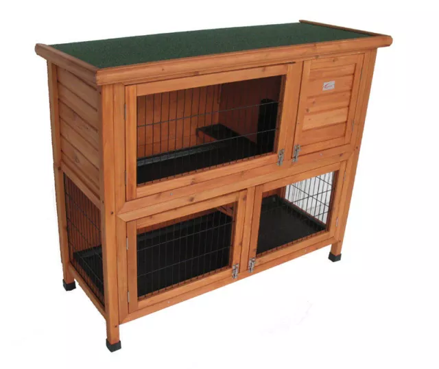 Deluxe Double Decker Rabbit Guinea Hutch With Legs 2 Tier Wire Hutches 41-Ddl Ne 3