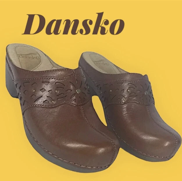 DANSKO Shyanne Brown Leather Women’s Mules Clogs Shoes SIZE EU 38 US 8 NEW