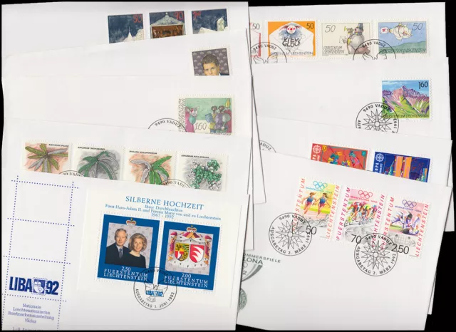 1033-1053 Liechtenstein Annata 1992 completo su FDC con ESSt Vaduz