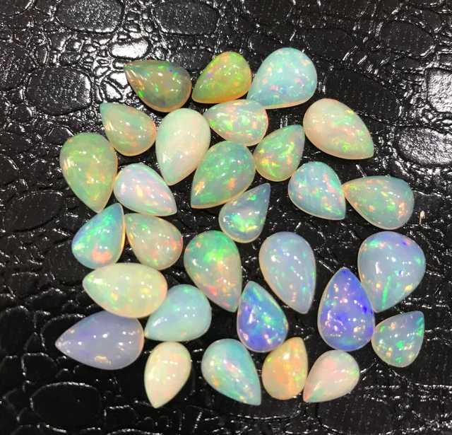 Opale éthiopienne naturelle poire dos plat cabochon AAA pierres précieuses...