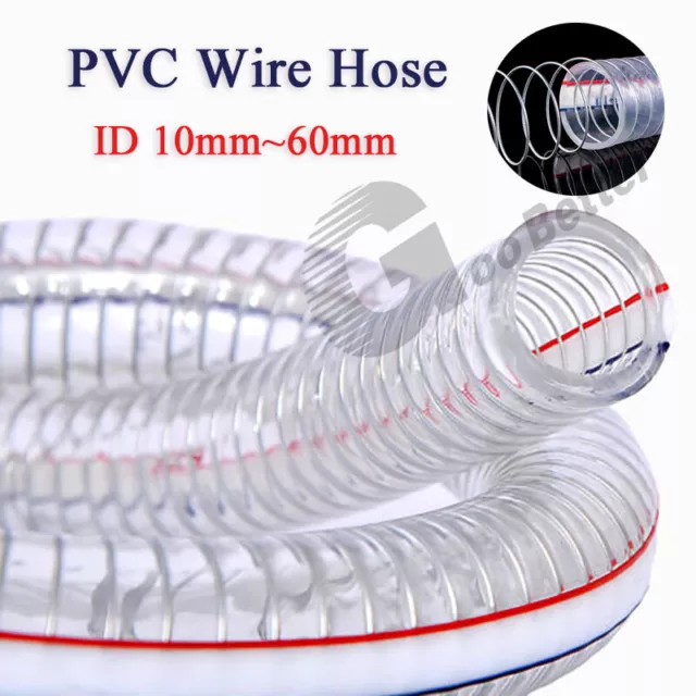 Heavy Duty Clear PVC Wire Reinforced Braided Hose Pipe Flexible Air Water Fuel