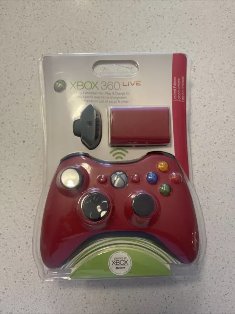 XBOX360 Controller + Play Charge Pack Red Limited Edition New Unused