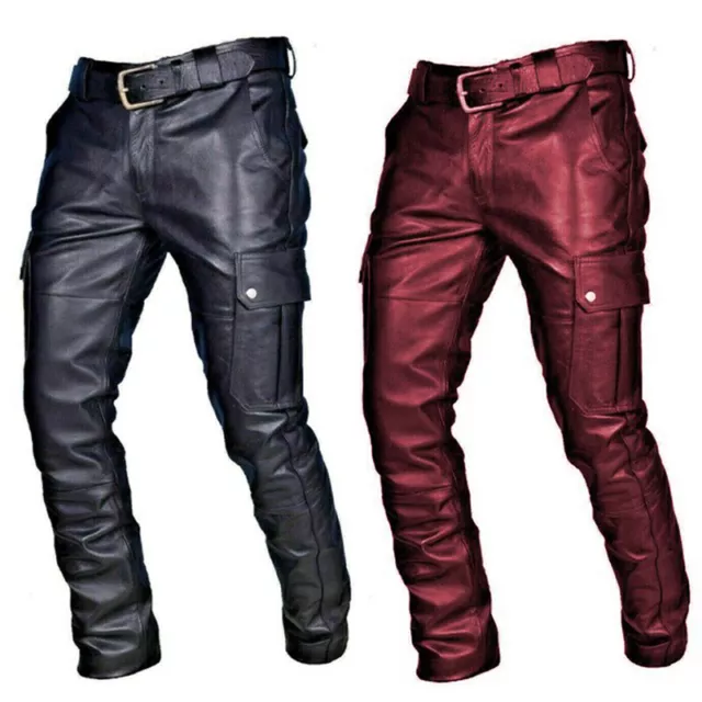 Pantaloni Da Moto In Pelle Pu Da Uomo Pantaloni Da Moto In Jeans Steampunk + 3