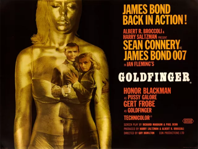 GOLDFINGER 1964 StyB UK quad poster print 30x40" Sean COnnery James Bond FREEP&P