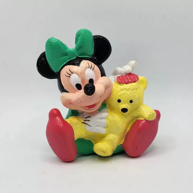 Figura de PVC vintage de bebé Minnie Mouse Disney aplausos pastel topper oso de peluche