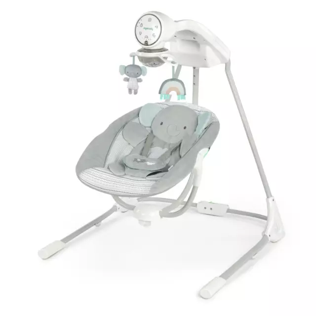 Inlighten Motorized Vibrating Baby Swing, Swivel Infant Seat, Gray
