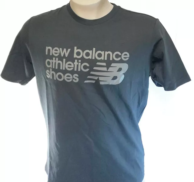 Mens Size Medium M New Balance Athletic Shoebox Black Grey Tee T-Shirt