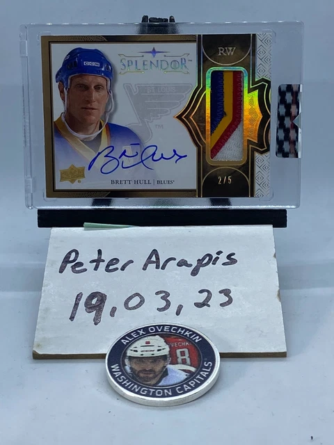2017-18 Upper Deck Splendor Bordered Gold #BDHU Brett Hull 4 COLOR PATCH AU 2/5