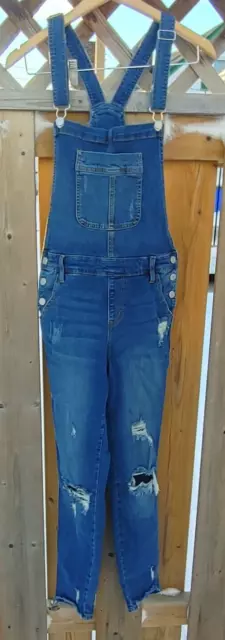 Judy Blue Skinny Leg Denim Overalls Distressed Women's Size Small