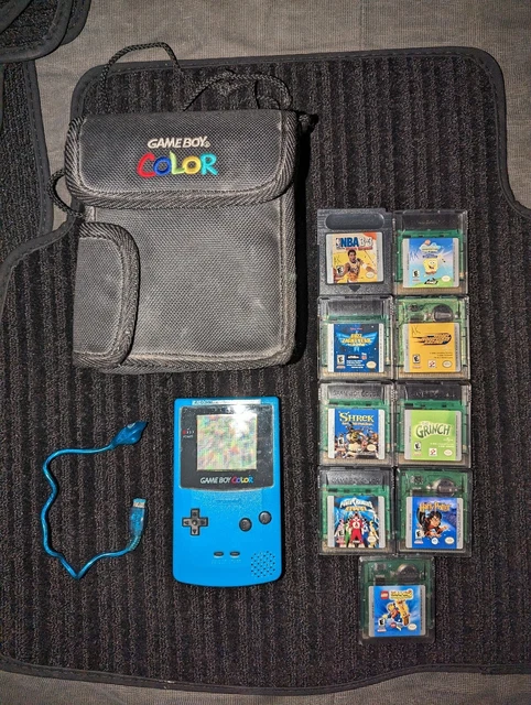 Nintendo GameBoy Color Teal Blue Lot Bundle + 9 Games & Travel Case TESTED Nintendo GameBoy Color Teal Blue Lot Bundle + 9 Games & Travel Case TESTED