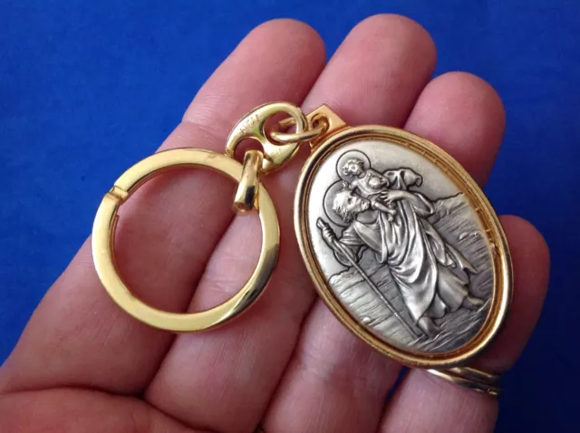 14K Gold Key Ring, St. Christopher