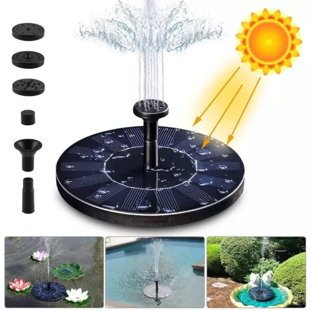 Solar Fountain Pump Powered Floating Bird Bath Water Garden Pond Pool Outdoor