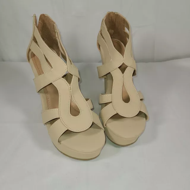 ANA A New Approach Shoes Nude beige tan Wedge Pumps Size 8 High Heels Shoes