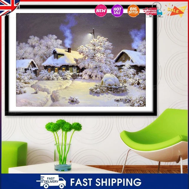 5D DIY Diamonds Painting Creative Snowhouse Landscape Picture Crystal Home Decor