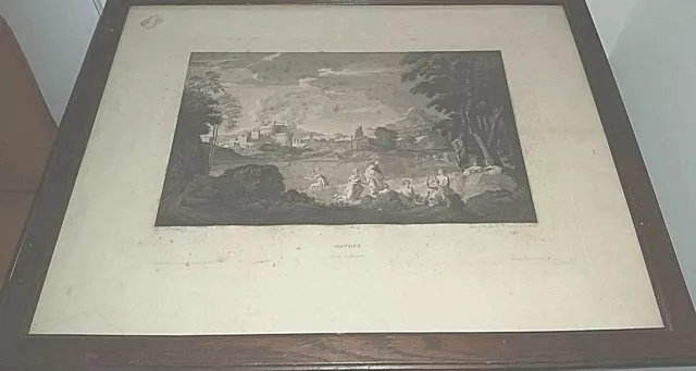 Gravure eau-forte, Nicolas POUSSIN, grav. VOLLAERT/DESSAULTX, Orphée