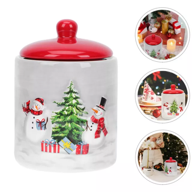 Christmas Ceramic Snowman Xmas Tree Cookie Jar with Airtight Lid