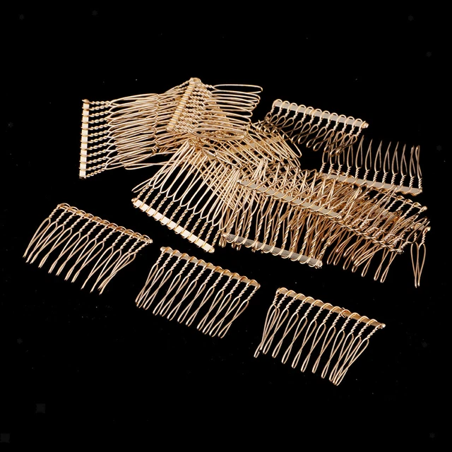 20 Stück DIY Metall Haarspangen Seitenkamm 12 Zähne Braut Zubehör Gold